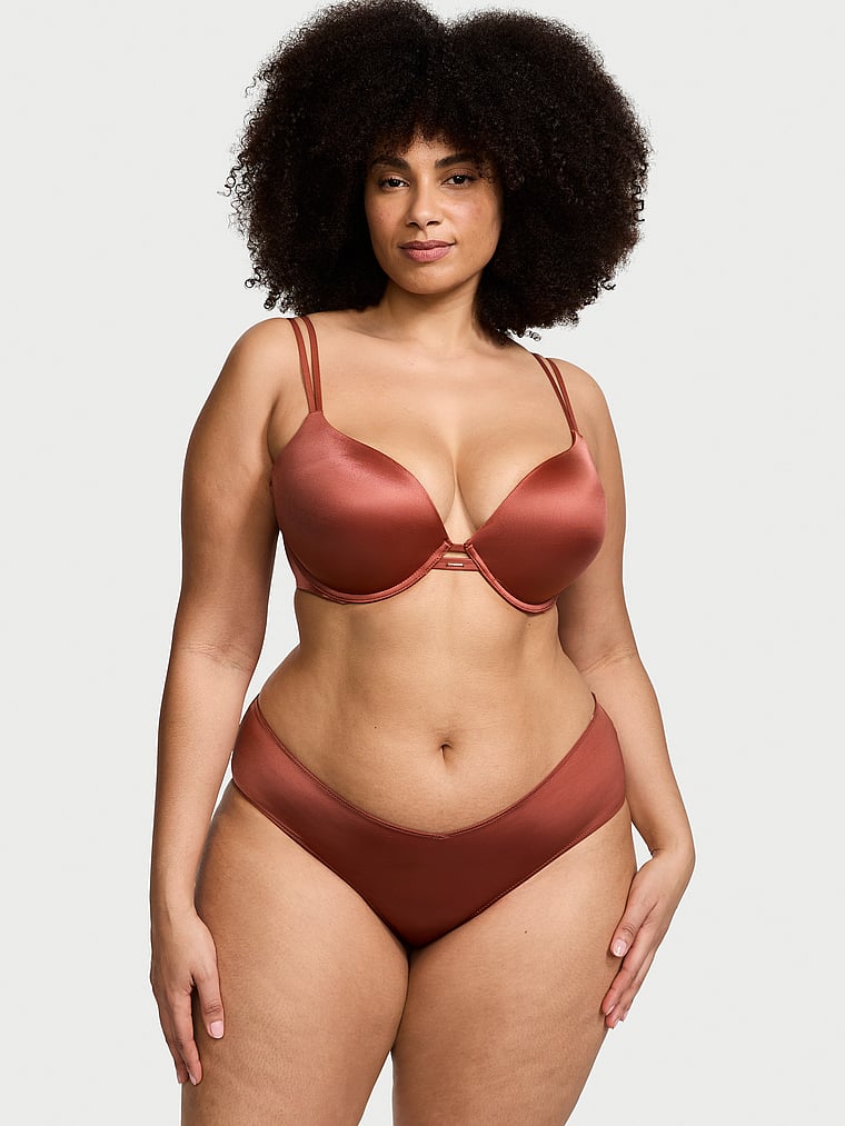 Victoria's Secret, Very Sexy Smooth Push-Up Bra, Clay, onModelSide, 4 of 4 Shadia  is 5'11" and wears 38DD (E) or Extra Extra Large