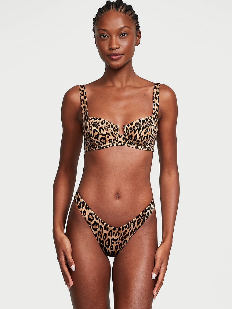 Victoria's Secret, Victoria's Secret Swim Mix & Match Brazilian Bikini Bottom, Leopard, onModelBack, 2 of 4