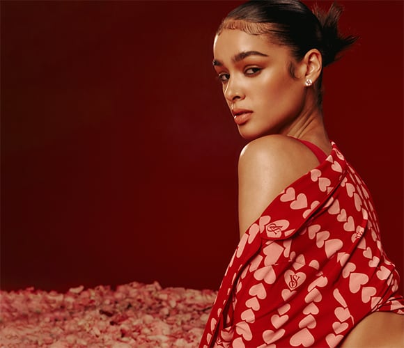 The V-Day Sleep Shop is Open. Hearts, cherries, and bows adorn your newest sleepwear for the season.