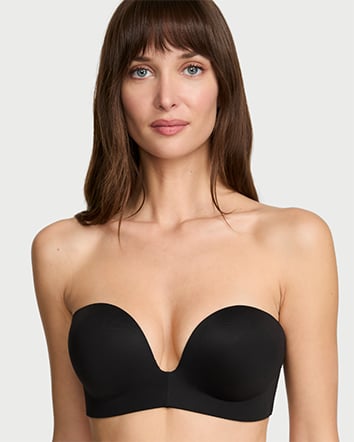 Invisible by Victorias Secret Bombshell Push-Up Strapless Lining level adds two cups Additional features Inner-grip technology for stay-in-place support Maximum padding