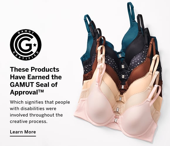 Victorias Secret Body by Victoria Bras in many colors with magnetic closures have earned the GAMUT seal of approval. Which signifies that people with disabilities were involved throughout the creative process. Learn More.