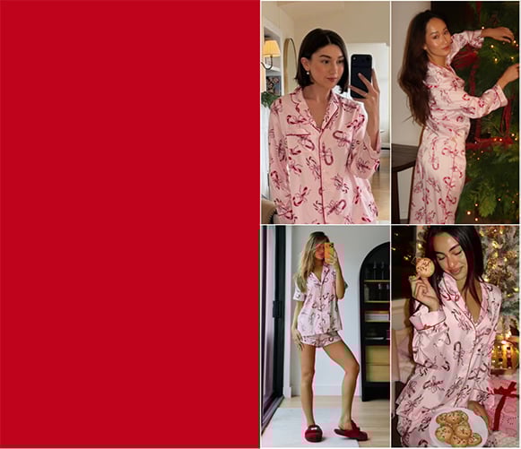 <p>Going Viral. Spotted: Your favorite influencers in our Candy Cane Satin PJs the internet can't get enough of.</p>