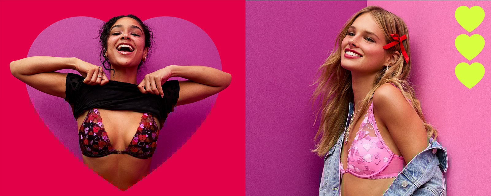 This Ones for the Girlies. The Wink Collection. Featuring the New Plunge Bra, aka your going-out essential with a low neckline and comfy lace that's too cute to keep covered.