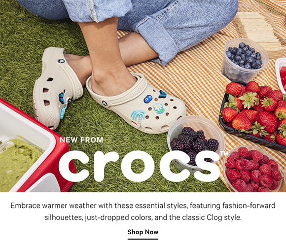New From Crocs. Embrace warmer weather with these essential styles, featuring fashion forward silhouettes, just dropped colors, and the classic Clog style. Shop Now.