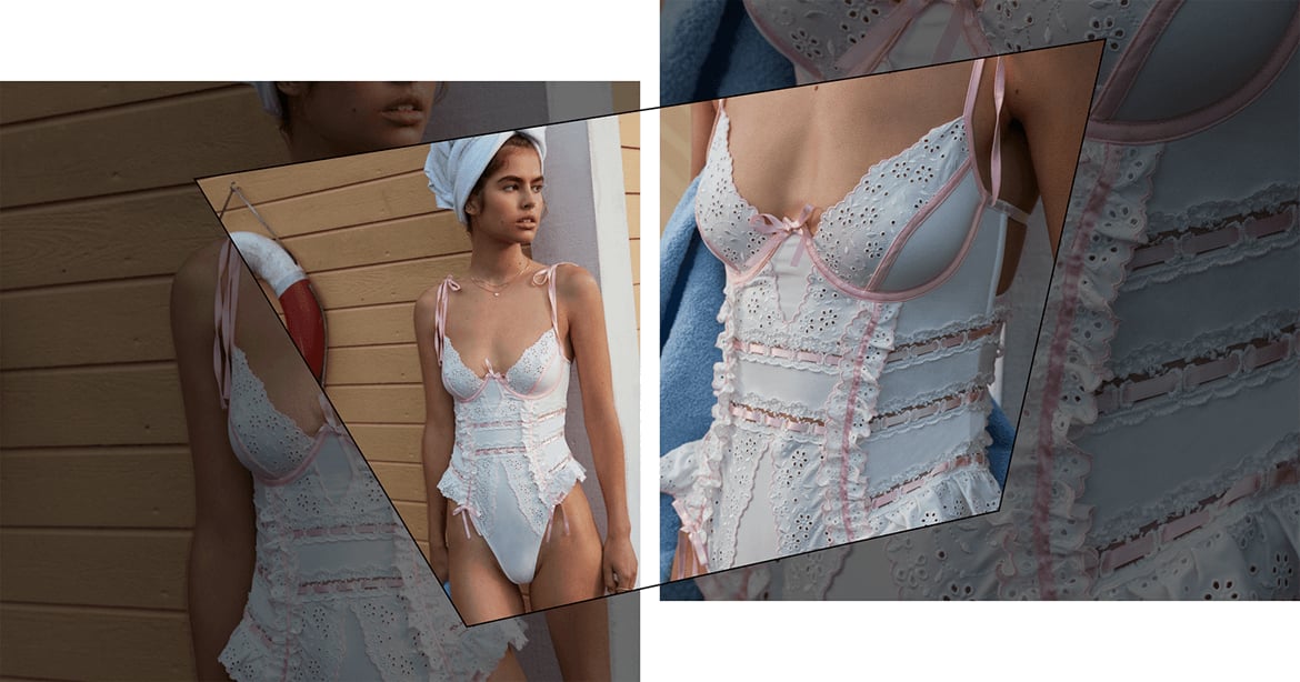 Introducing. Bridal shop. Whether you are preparing to tie the knot yourself or shopping for the bride-to-be in your life, end your search with For Love and Lemons all-new bridal edit. Balconette-style slip dresses, eyelet corsets, and cut-out undies are sure to bring a burst Of romance to your nuptials. By For Love and Lemons.