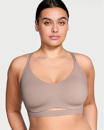 VSX Elevate tm Strappy Comfort. A sleek, strappy silhouette with light support. Features Double cross-back straps, front cut-out, and buttery-soft fabric Light padding and 4-way stretch that moves with you.