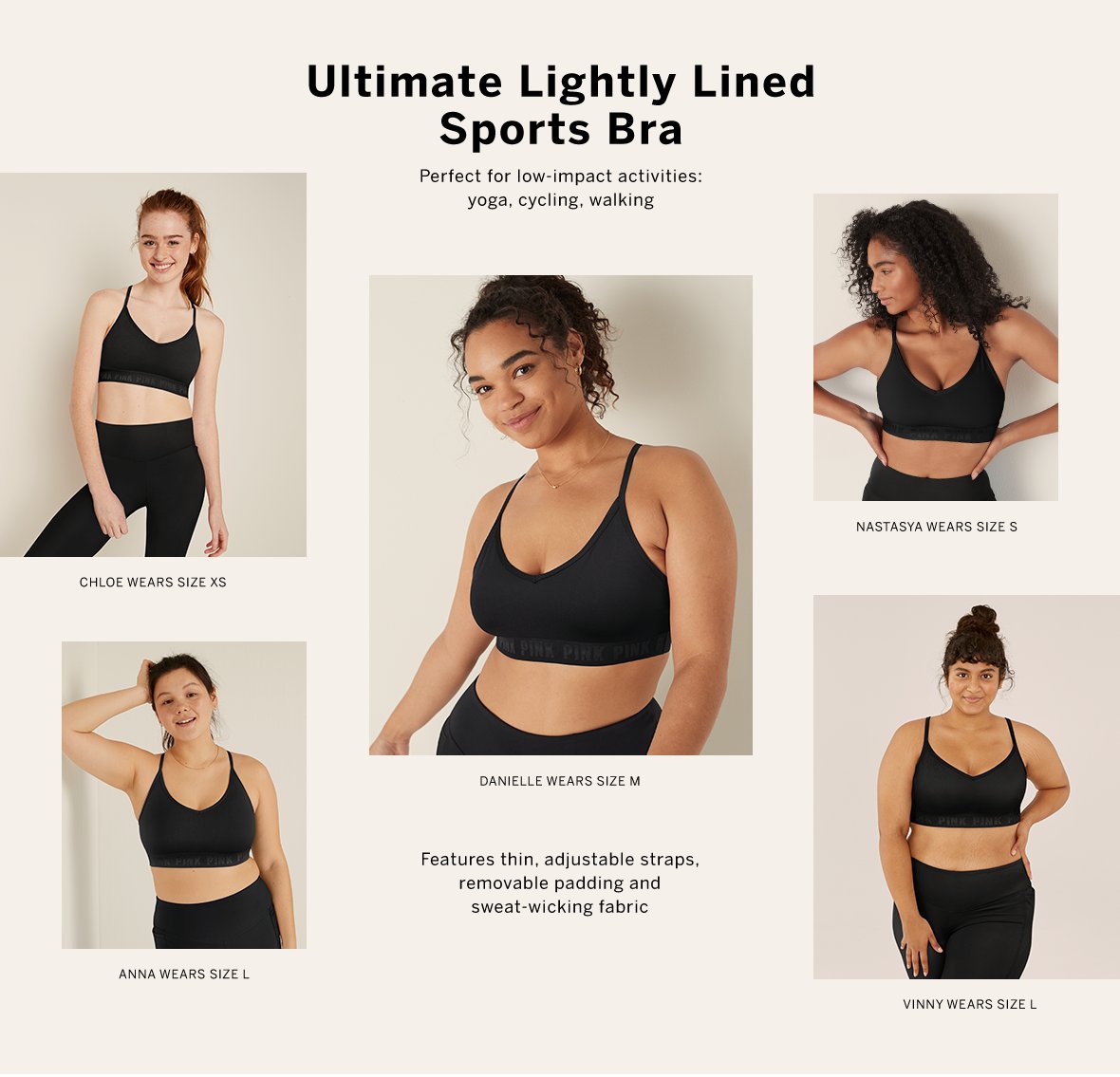 Lightly-Lined Lace Sports Bra - PINK - pink