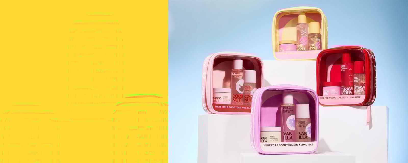 New. Let's Glow Away. Travel-ready minis, all packed up and ready to party.