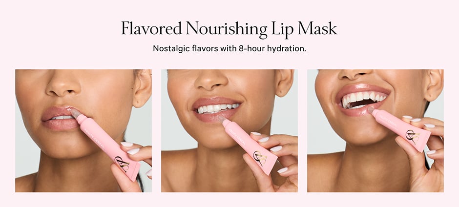 Flavored Nourishing Lip Mask. Nostalgic flavors with 8-hour hydration.