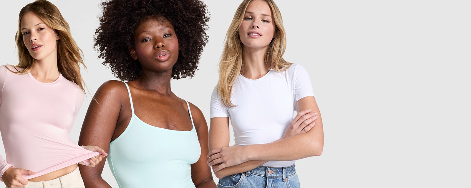 PINK Base Stretch. Made in buttery-soft fabric with lots of stretch, these everyday essentials are ones you will wear on repeat.