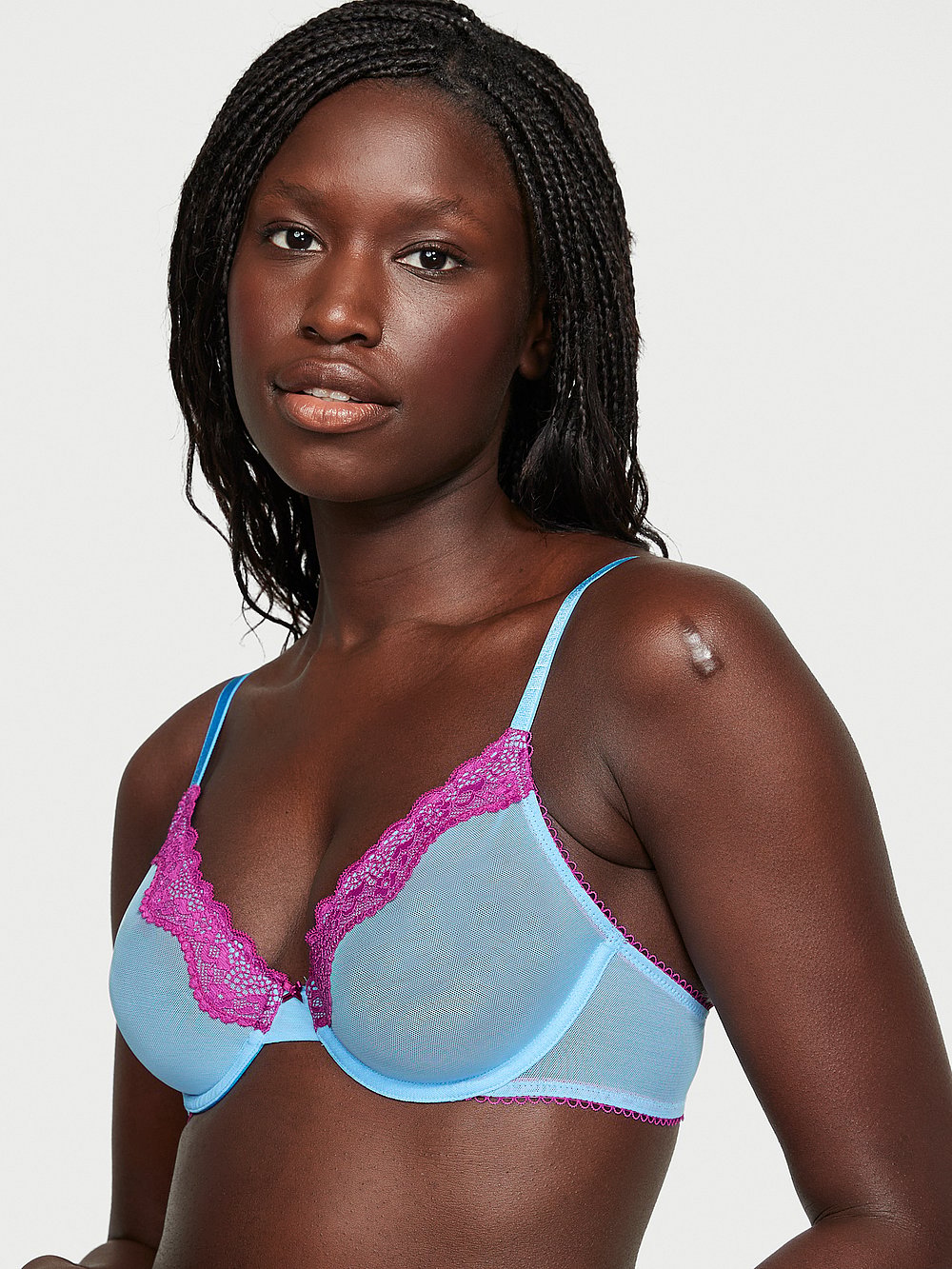 Victoria's Secret Women's Tease Lace-Trim Unlined Demi Bra (Bikini Blue)