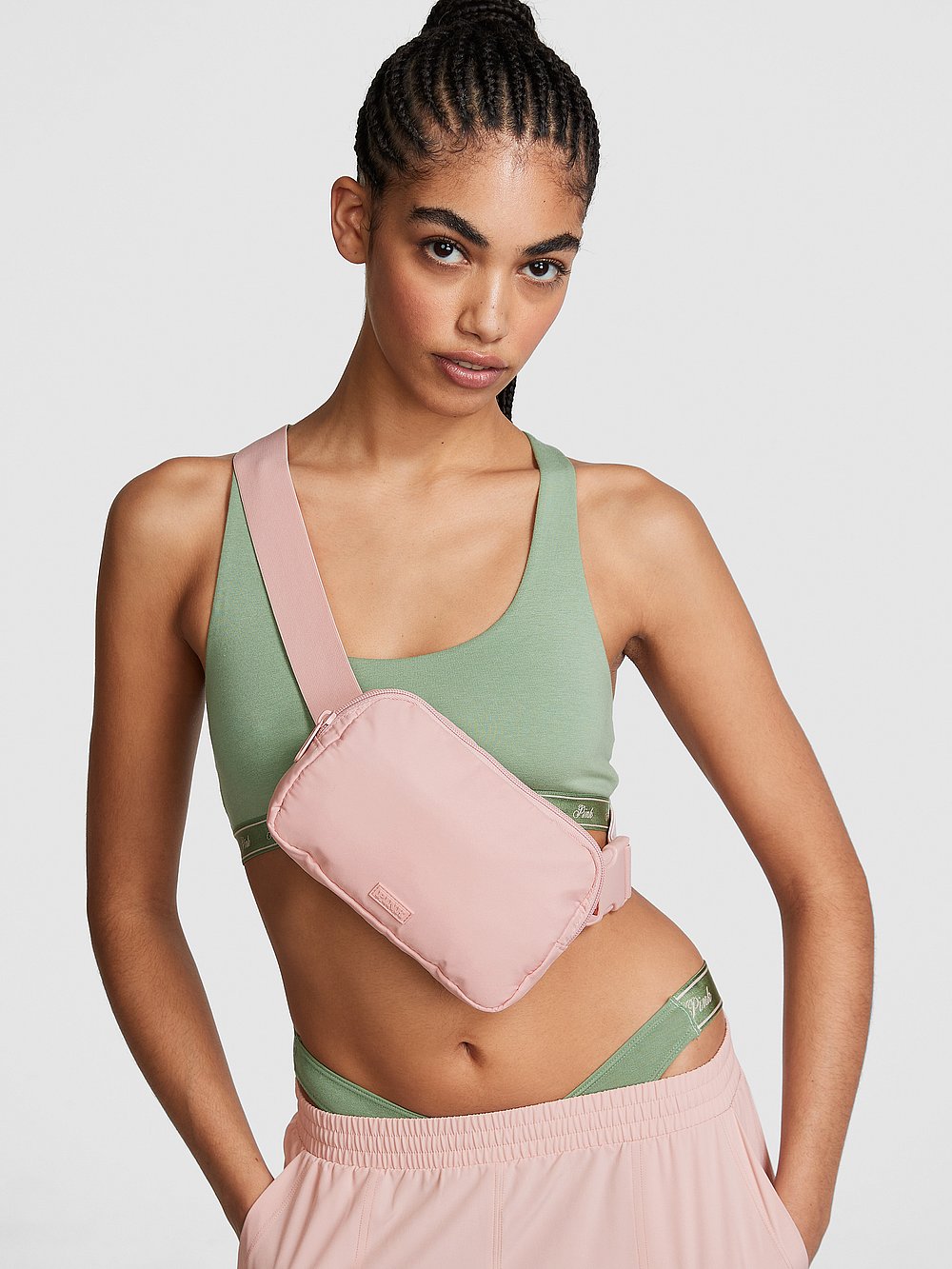 Victoria's Secret, PINK Belt Bag, Wannabe Pink, onModelSide, 3 of 3