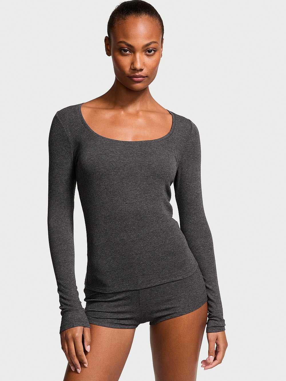 Victoria's Secret SoSoft Modal Ribbed Scoop Long-Sleeve Shortie Set