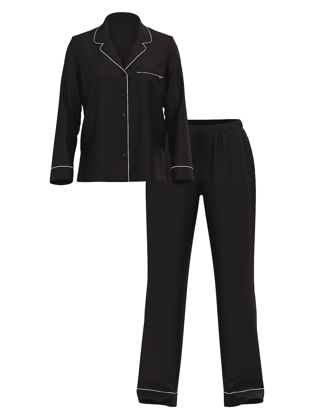 Victoria's Secret, Victoria's Secret SoSoft&trade; Modal Long Pajama Set, BLACK, digitalOffModelFront, 3 of 5