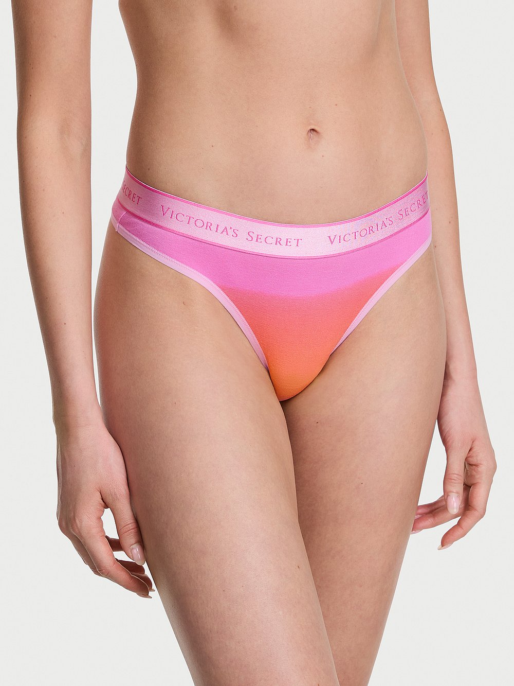 Victorias Secret Women's Logo Cotton Thong Panty