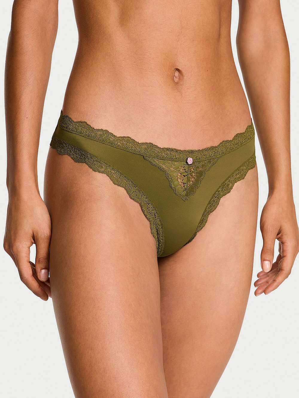 Victorias Secret Women's Dream Angels Lace-Trim Thong Panty