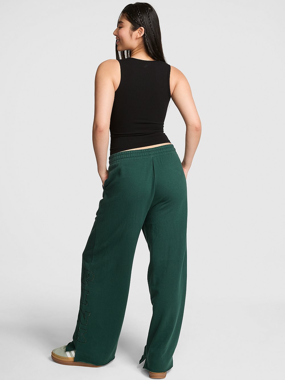 Buy Ivy Fleece Wide-Leg Split-Hem Sweatpants - Order Bottoms online 5000010682 - PINK US