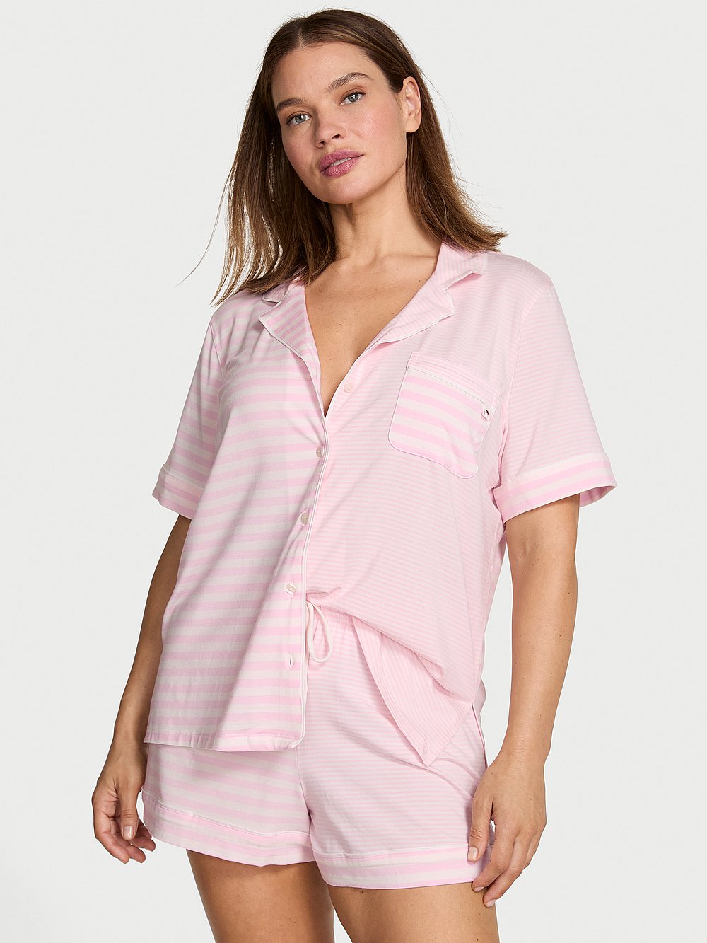 Victoria's Secret, Victoria's Secret SoSoft&trade; Modal Ultra-Fine Short Pajama Set, Print, onModelFront, 1 of 3