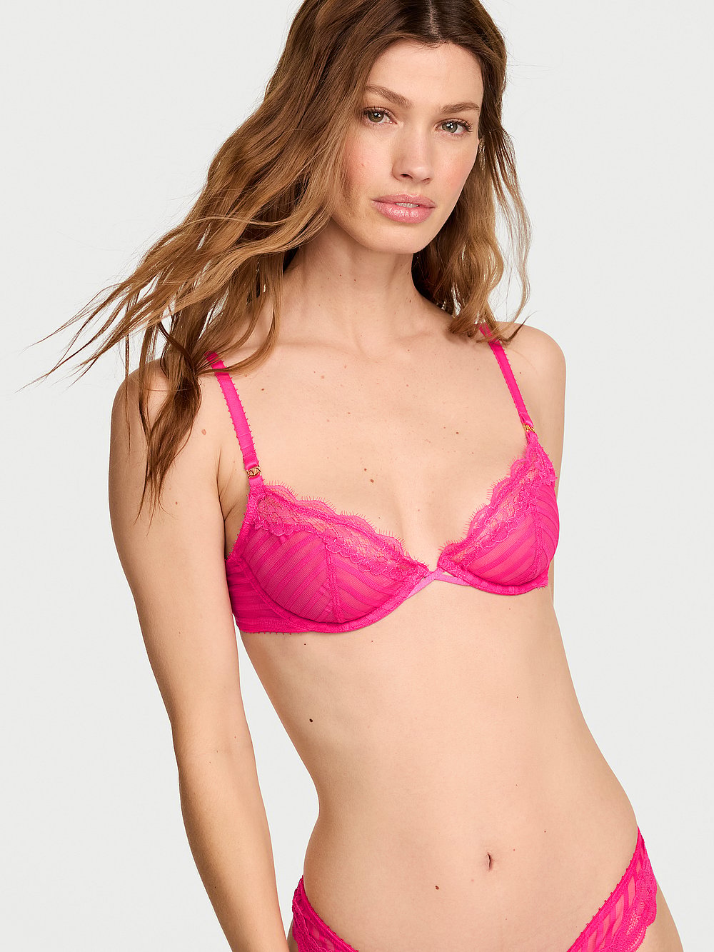 Victoria's Secret Women's Tease Unlined Sheer Stripe Demi Bra