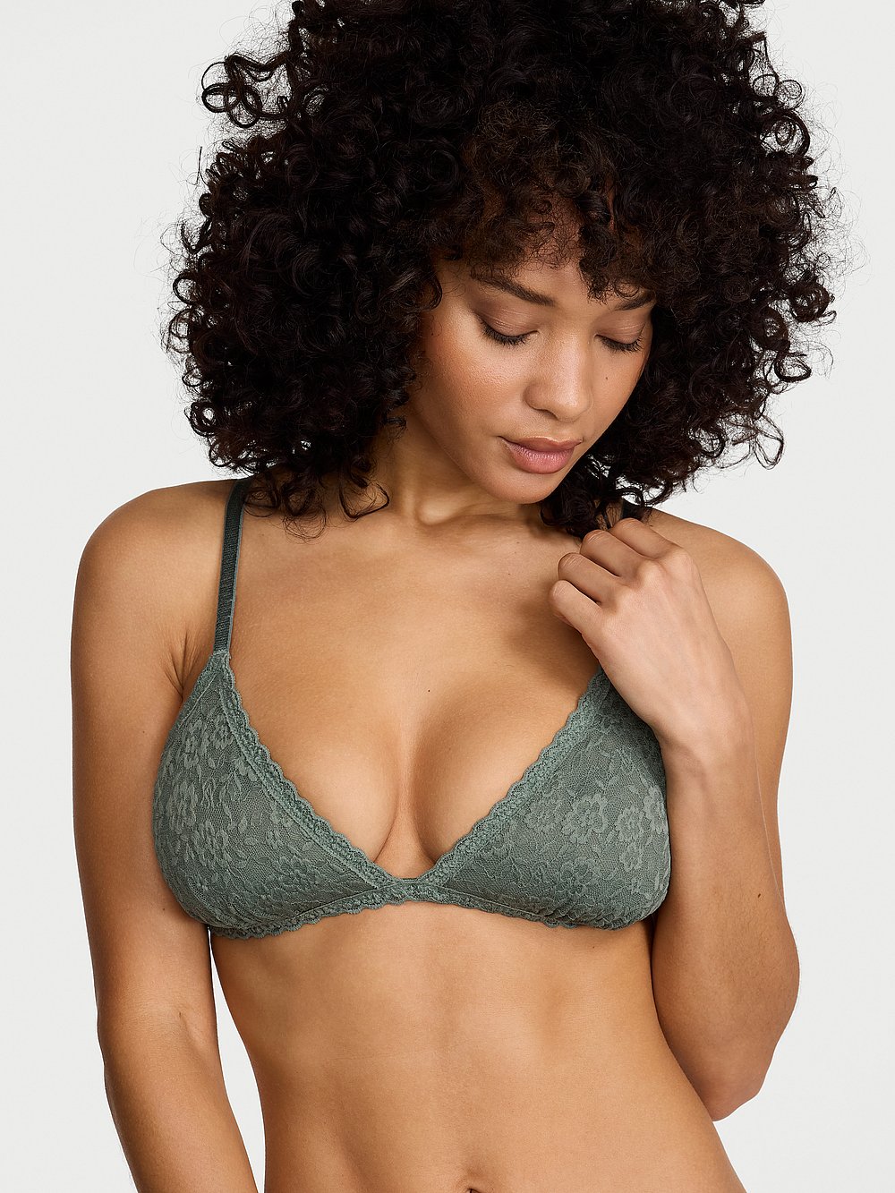 Victoria's Secret Women's Lacie Unlined Triangle Bralette (Faded Sage)