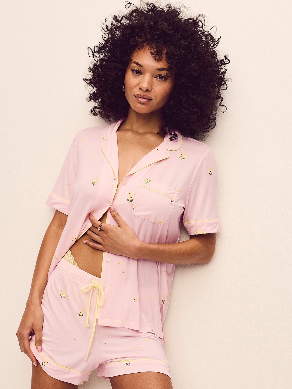 Victoria's Secret, Victoria's Secret SoSoft&trade; Modal Ultra-Fine Short Pajama Set, Ballet Pink Floral, onModelSide, 3 of 4