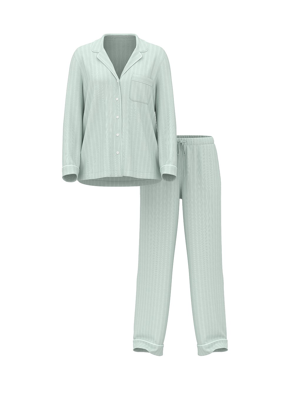 Victoria's Secret, Victoria's Secret SoSoft&trade; Modal Long Pajama Set, Yacht Blue, offModelFront, 3 of 5