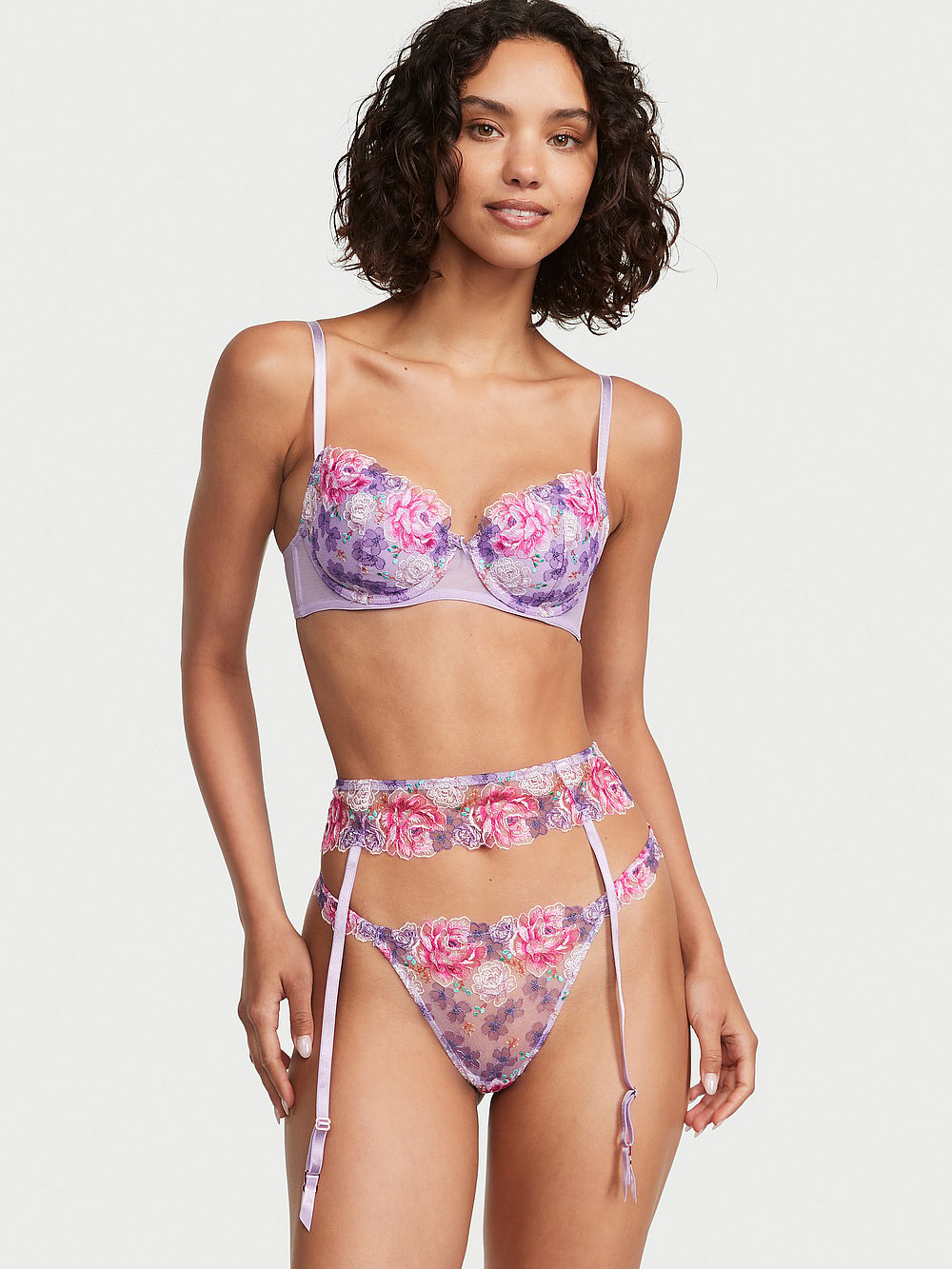 Victorias Secret Women's Dream Angels Floral Embroidery Garter (Electric Blooms)