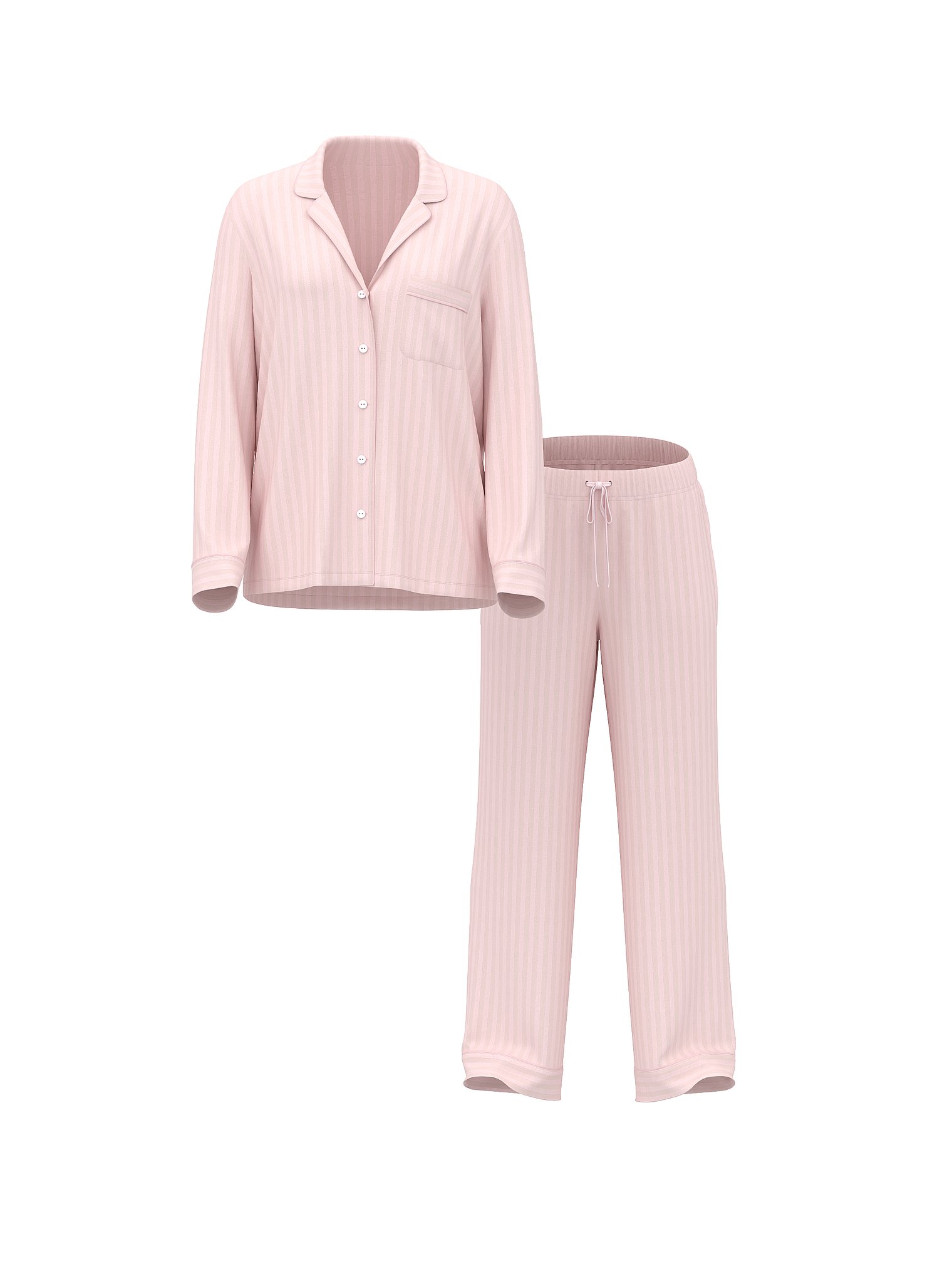 Victoria's Secret, Victoria's Secret Heritage Cotton Long Pajama Set, Pretty Blossom Shadow Stripe, offModelFront, 3 of 3