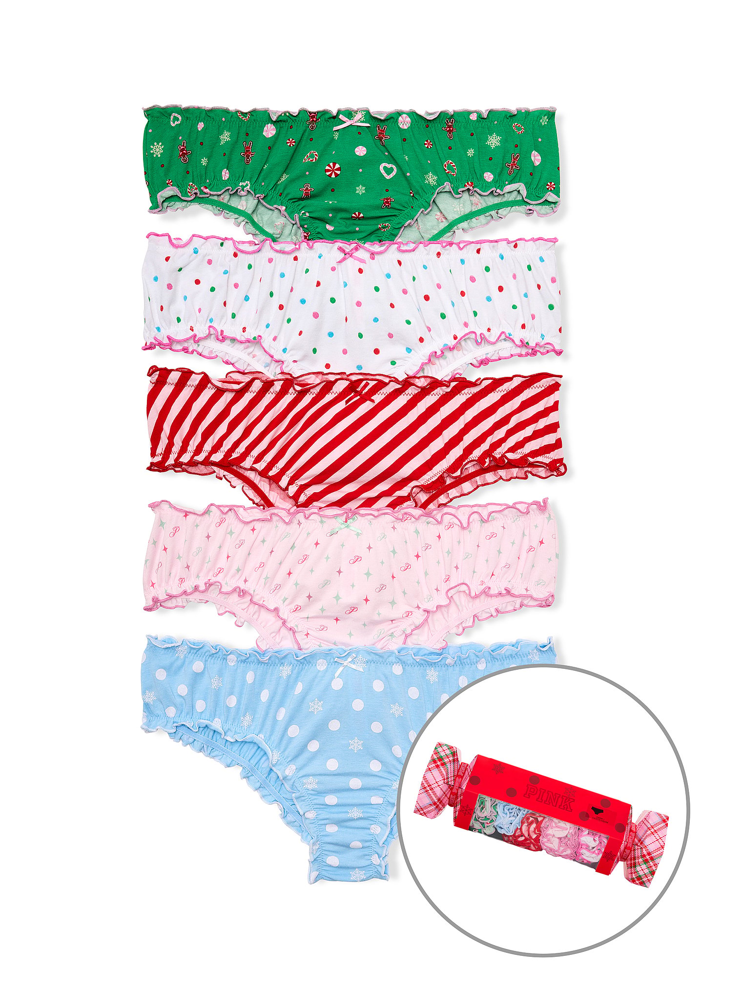 5-Pack Cotton Ruffle Cheeky Panties