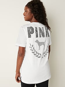 Victoria Secret PINK Crop T Shirt Large Collegiate Black Blue White UK Wildcats