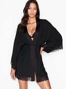 Black satin robe victoria secret Clearance