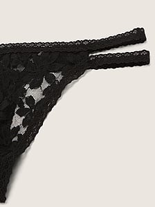 Details about   New VICTORIA'S SECRET PINK Black Velvet Thong Tanga Panties 