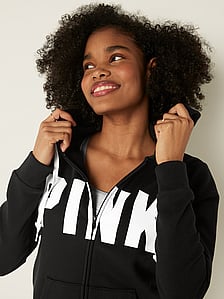 Details about   Victoria's Secret PINK Sweatshirt Graphic Logo Pullover Cowl Neck Black Sz M