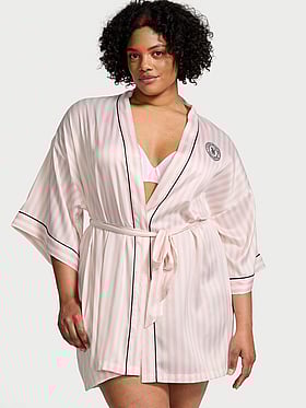 Satin Short Piped Robe