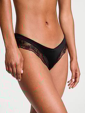 Rose Lace-Trim High-Leg Cheeky Panty