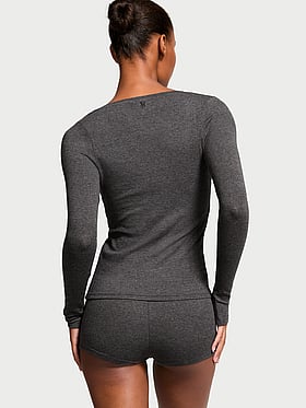Ribbed Modal Scoop Long-Sleeve Shortie Set
