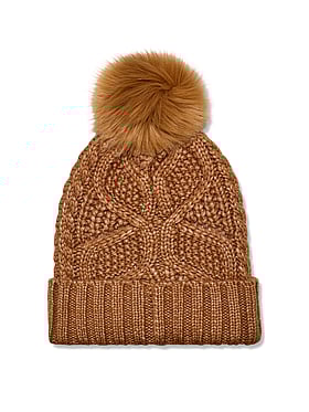 Cable Beanie With Pom
