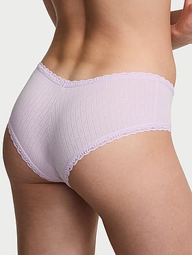 Cotton Pointelle Lace-Trim Cheeky Panty