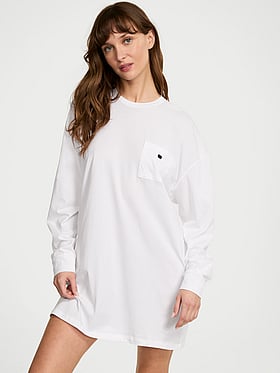 100% Cotton Long-Sleeve Pocket Sleep Tee