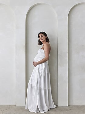 Shirred Strapless Dress