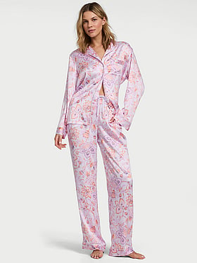 V-Neck Solid Color Long Sleeve&Pants Pajamas Sets