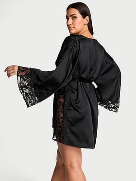 Satin & Lace Trim Robe