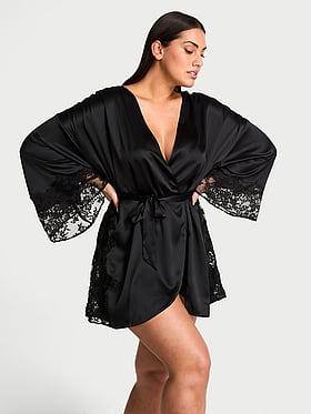 Satin & Lace Trim Robe