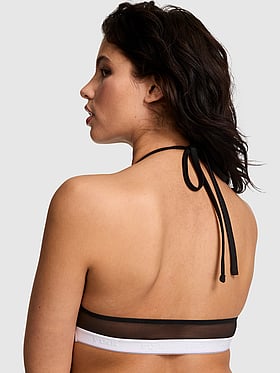 Logo Mesh Halter Triangle Bralette