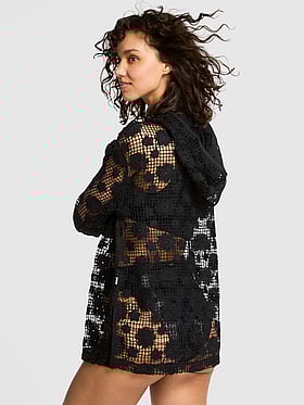 Beach Blooms Crochet Tunic Hoodie