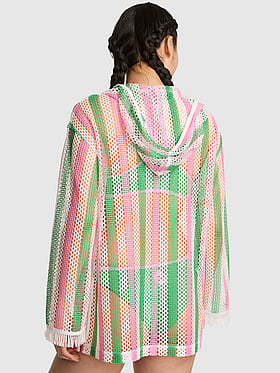 Pacific Stripe Crochet Tunic Hoodie