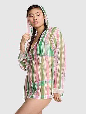 Pacific Stripe Crochet Tunic Hoodie