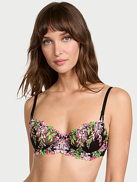 Buy Wisteria Embroidery Flutter Bra Top, Black Wisteria - Order