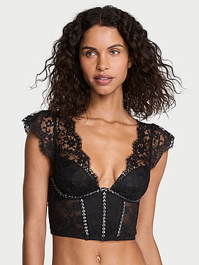 Twinkle Lace Cap-Sleeve Corset Top