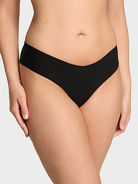 No-Show Mesh-Back Logo Thong Panty